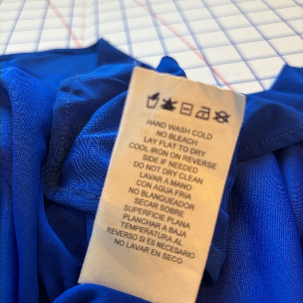 Morgan & Co Royal Blue Beaded Floor Length Gown w/ Side Slit – Sz 5/6 - Picture 12 of 12
